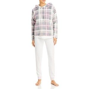 Aqua Sleep Fleece Hoodie and Thermal Pants Lounge Set, Size Medium